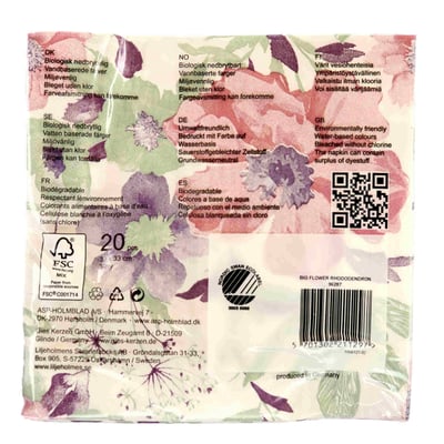 20stk Servietter  3-lag Rhododendron