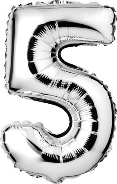 Folieballon nr 5 Sølv 1 stk H60 cm