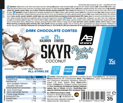 All Stars Skyr Protein Bar Kokos 35G