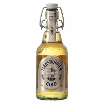 Flensburger Gold 4,8% 0,33 l. + pantalón