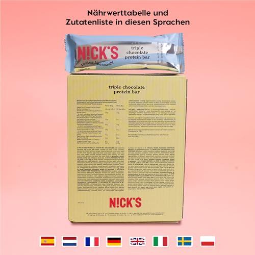 Nicks proteinstangblanding, keto proteinbarer lavkarbo snacks uten tilsatt sukker, glutenfri | 15g protein med kollagen (9 proteinstenger x 50g)