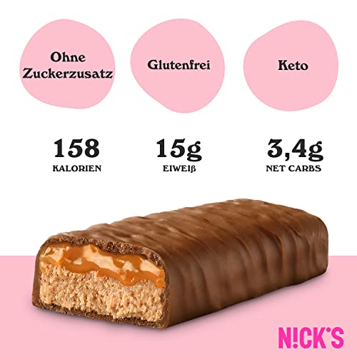 Nicks proteinstangblanding, keto proteinbarer lavkarbo snacks uten tilsatt sukker, glutenfri | 15g protein med kollagen (9 proteinstenger x 50g)