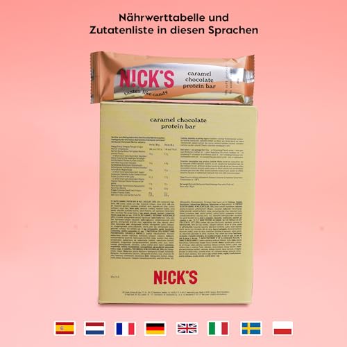 Nicks proteinstangblanding, keto proteinbarer lavkarbo snacks uten tilsatt sukker, glutenfri | 15g protein med kollagen (9 proteinstenger x 50g)