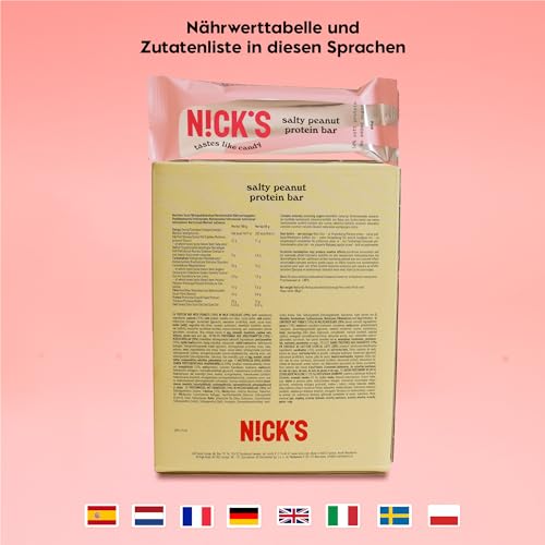 Nicks Protein Barmischung, Keto -Proteinbalken mit niedrigen Kohlenhydraten ohne Zucker zu Zucker, glutenfrei | 15G -Protein mit Kollagen (9 Proteinbalken x 50 g)