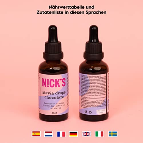 Nicks Stevia Liquid Cookies & Cream Flavor Drops (50 ml) Keto Sukkerfritt bord søtstoff uten kalorier, lavkarbo-sukkererstatning, søtningsmiddel, flytende søtningsmiddel, alternativ til sukker, søtningsmiddel med pipette