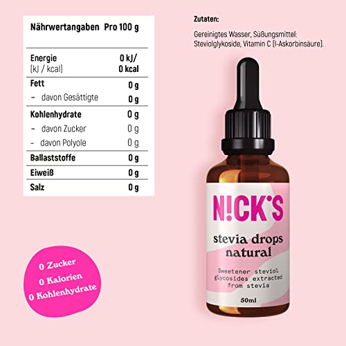 Nicks stevia flydende cookies & fløde smagsdråber (50 ml) keto sukkerfrit bordsødemiddel uden kalorier, lavt kulhydratsukkerstatning, sødestof, flydende sødestof, alternativ til sukker, sødestof med pipette