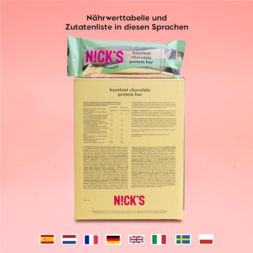 Mezcla de barra de proteína Nicks, barras de proteína ceto de baja carbohidratos sin azúcar agregada, sin gluten | 15 g de proteína con colágeno (9 barras de proteína x 50 g)