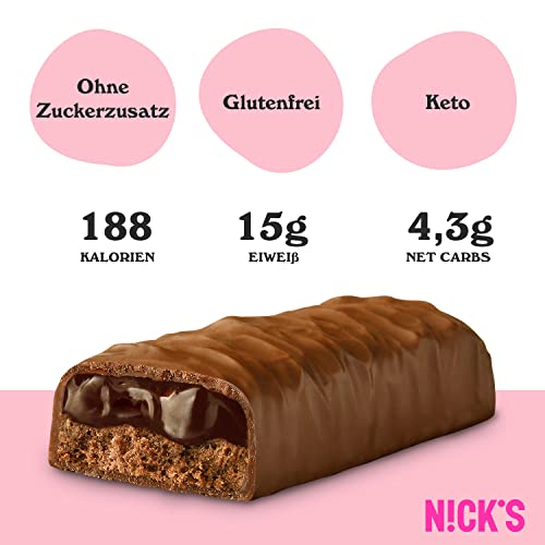 Nicks proteinstangblanding, keto proteinbarer lavkarbo snacks uten tilsatt sukker, glutenfri | 15g protein med kollagen (9 proteinstenger x 50g)