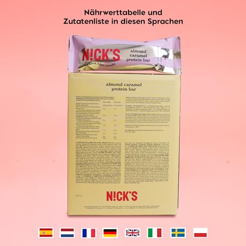 Nicks Protein Barmischung, Keto -Proteinbalken mit niedrigen Kohlenhydraten ohne Zucker zu Zucker, glutenfrei | 15G -Protein mit Kollagen (9 Proteinbalken x 50 g)