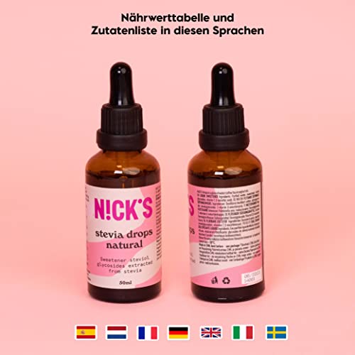 Nicks Stevia Liquid Cookies & Cream Flavor Drops (50 ml) Keto Sukkerfritt bord søtstoff uten kalorier, lavkarbo-sukkererstatning, søtningsmiddel, flytende søtningsmiddel, alternativ til sukker, søtningsmiddel med pipette