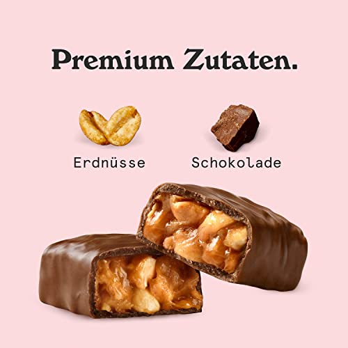 Nicks Keto Bars Peanuts N Fudge, Ciocolată Peanuts Gustări de caramel, 175 de calorii, 3,9 carbohidrați net, fără zahăr adăugat, fără gluten, dulciuri cu carbohidrați mici (15x40g)