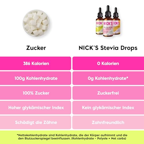 Nicks stevia Cookies y gotas de sabor a crema (50 ml) Sweetener de mesa sin azúcar sin calorías, sustituto de azúcar bajo en carbohidratos, edulcorante, edulcorante líquido, alternativa al azúcar, edulcorante con pipeta