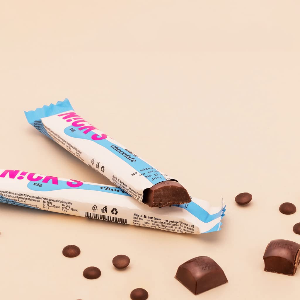 Nicks Dark Chocolate Vegan Keto Bar senza zucchero aggiunto, 107 kcal, carboidrati netti da 1,1 g, dolci a basso contenuto di carboidrati, snack bar senza glutine (15x25G)