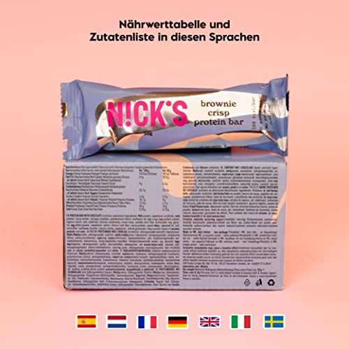 Nicks Protein Bar Mix, Keto Protein Bars Low Carb Snacks uden tilsat sukker, glutenfri | 15 g protein med kollagen (9 proteinstænger x 50g)