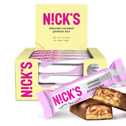 Nicks Protein Bar Mix, Keto Protein Bars Low Carb Snacks uden tilsat sukker, glutenfri | 15 g protein med kollagen (9 proteinstænger x 50g)