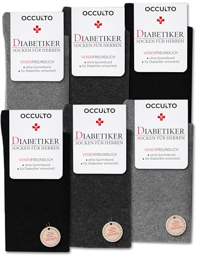 Occulto diabetic socks men seamless without elastic waistband cotton 6-pack (model: Oliver)