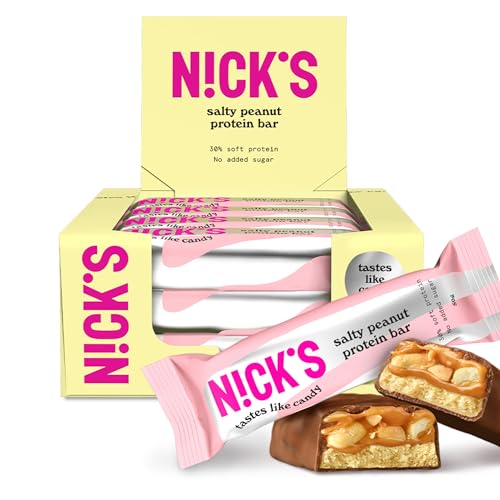 Nicks Protein Bar Mix, Keto Protein Bars Low Carb Snacks uden tilsat sukker, glutenfri | 15 g protein med kollagen (9 proteinstænger x 50g)