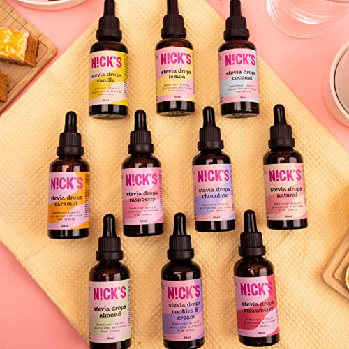 Nicks Stevia Liquid Cookies & Cream Arow Phrows (50ml) Masă fără zahăr Keto fără calorii, înlocuitor cu zahăr cu conținut scăzut de carbohidrați, îndulcitor, îndulcitor lichid, alternativă la zahăr, îndulcitor cu pipetă