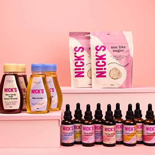 Nicks stevia Cookies y gotas de sabor a crema (50 ml) Sweetener de mesa sin azúcar sin calorías, sustituto de azúcar bajo en carbohidratos, edulcorante, edulcorante líquido, alternativa al azúcar, edulcorante con pipeta