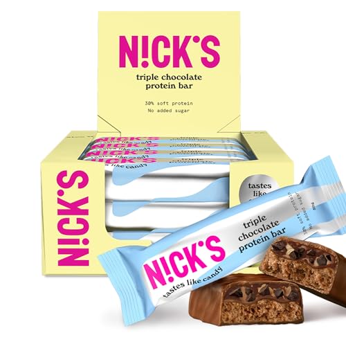 Nicks Protein Bar Mix, Keto Protein Bars Low Carb Snacks uden tilsat sukker, glutenfri | 15 g protein med kollagen (9 proteinstænger x 50g)