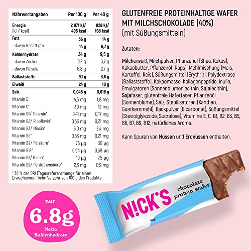 Nicks Keto Bars Erdnüsse N Fudge, Schokoladen Erdnüsse Karamell -Snacks, 175 Kalorien, 3,9 Nettokohlenhydrate, kein Zucker, glutenfrei, kohlenhydratarm (15 x 40 g)