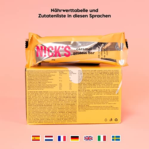 Nicks Protein Barmischung, Keto -Proteinbalken mit niedrigen Kohlenhydraten ohne Zucker zu Zucker, glutenfrei | 15G -Protein mit Kollagen (9 Proteinbalken x 50 g)