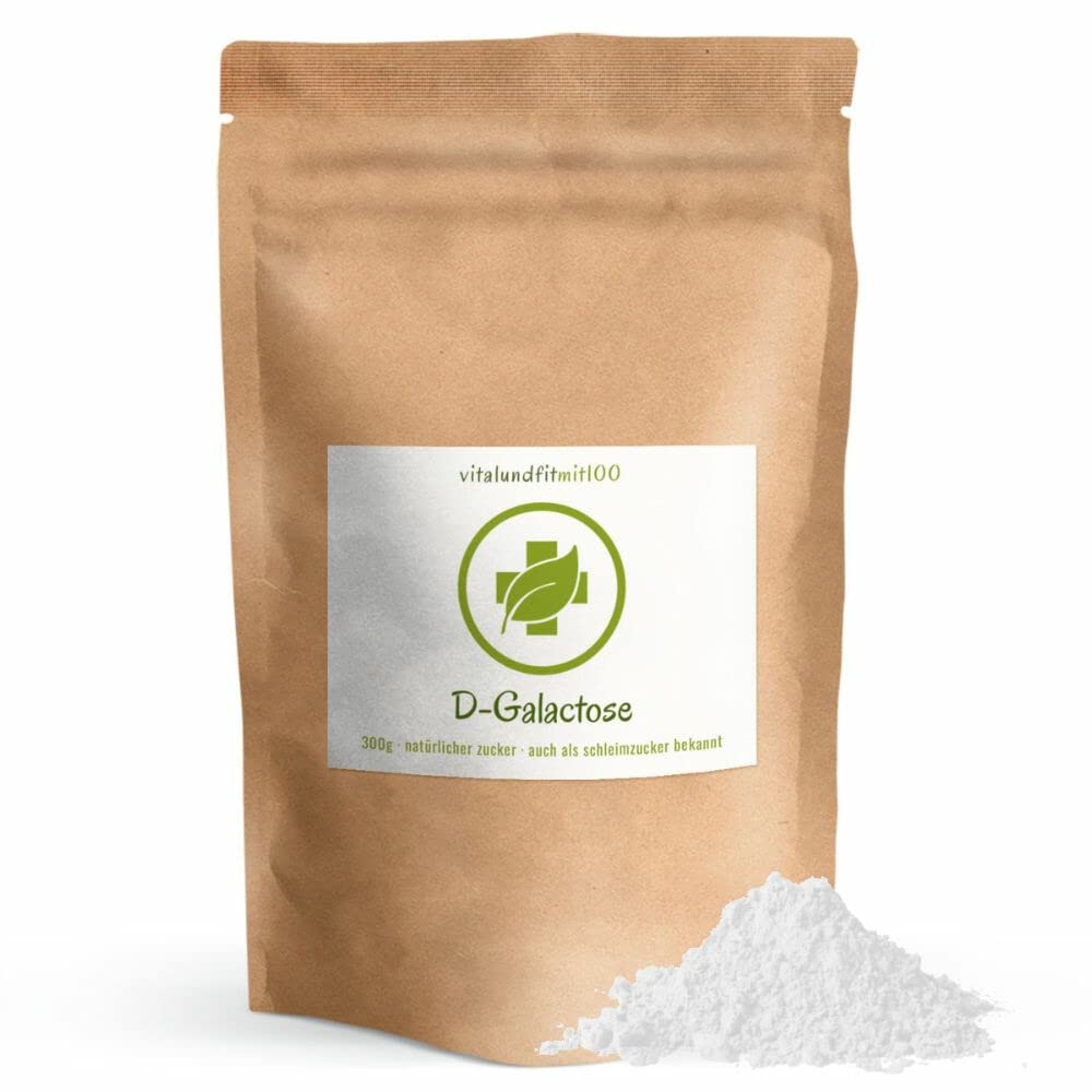 D -Galactose Powder 300 G - "Slimhindesukker" - Fra plantefermentering - Vegansk - Ideel til diabetikere - Højest mulig kvalitet og renhed (99%) - Uden tilsætningsstoffer