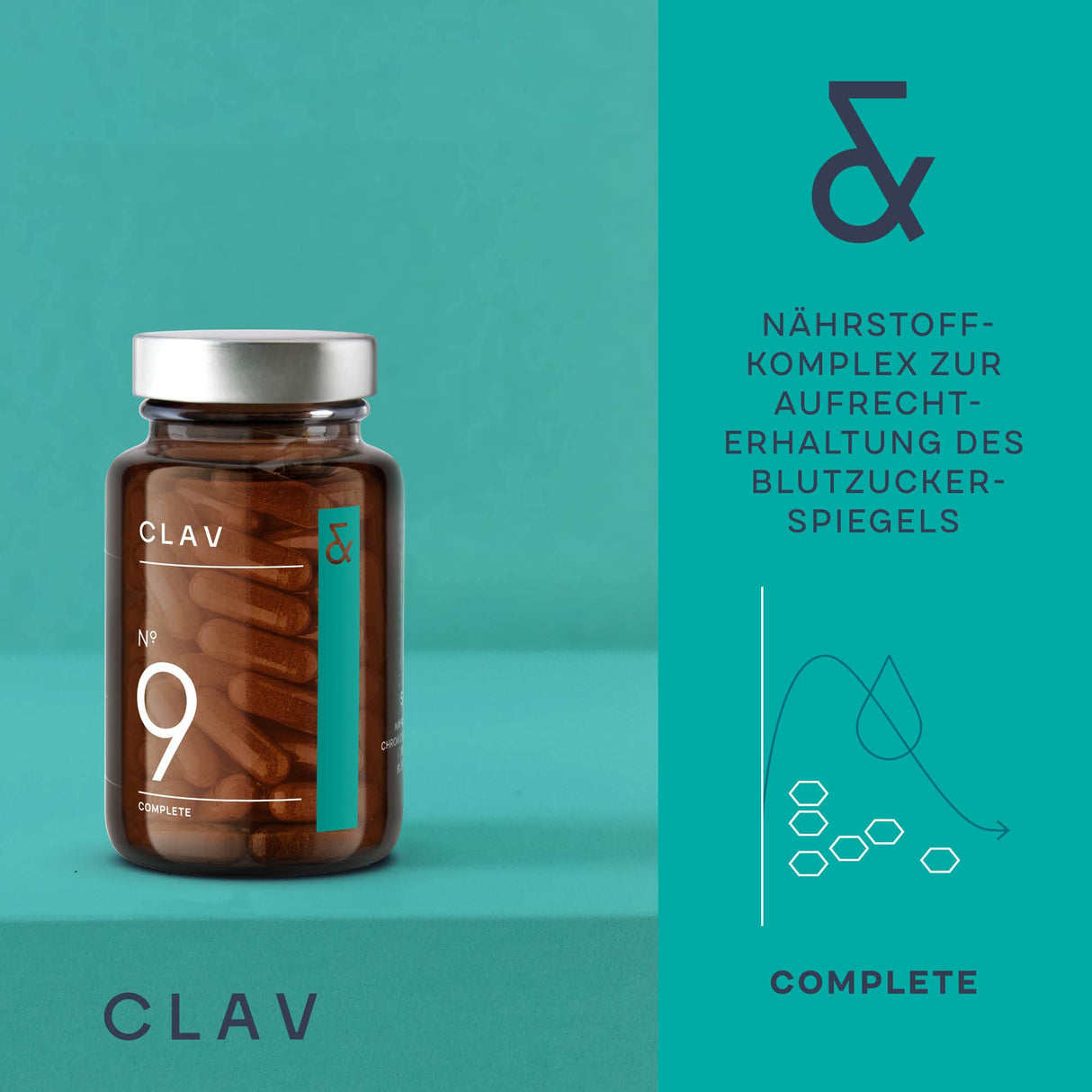 CLAV® N°9 SUGAR FIX - Cinnamon capsules with 400mg cinnamon extract, 40μg chromium & 10mg zinc per daily dose plus beta glucan, jambul tree and bitter melon - blood sugar balance - 60 capsules - vegan