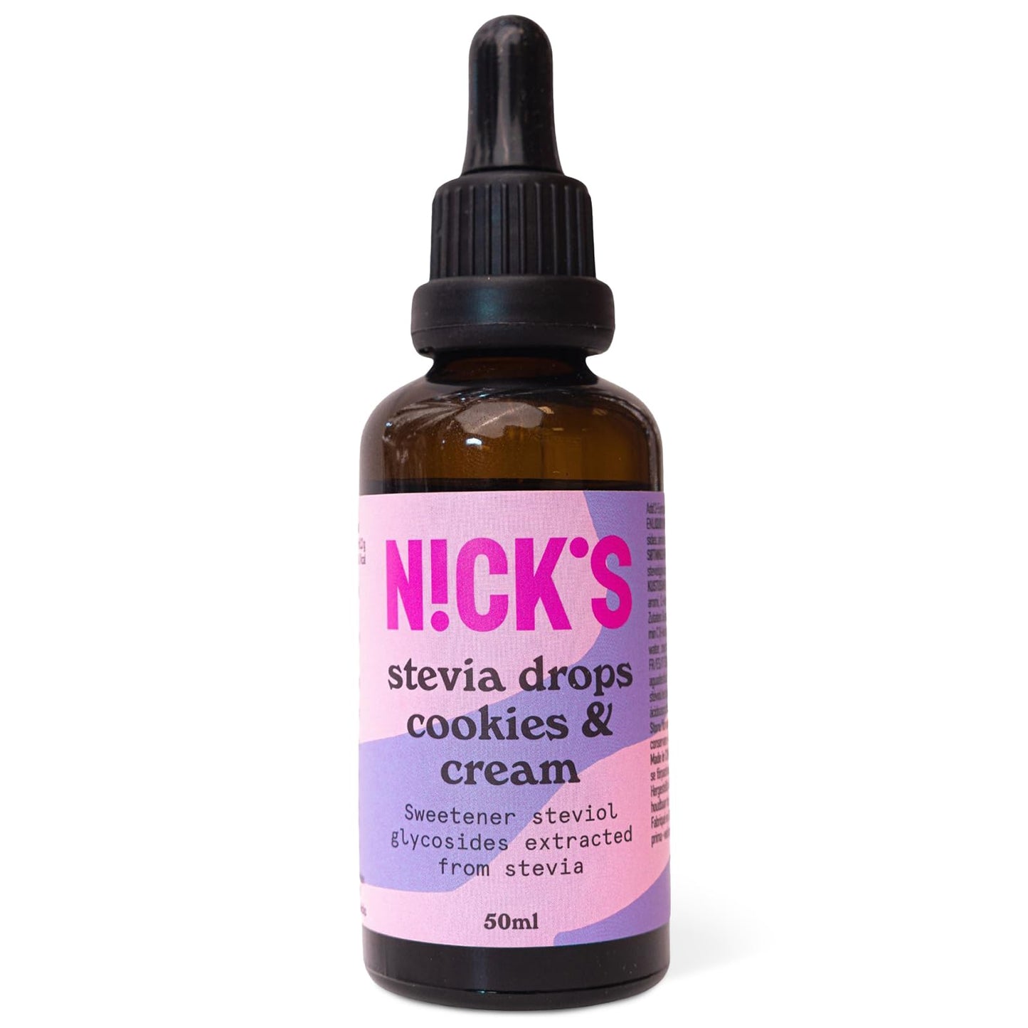 Nicks Stevia Liquid Coakies & Cream Flavor Drops (50 ml) Keto Sockerfritt bords sötningsmedel utan kalorier, lågkolhydrat sockerersättning, sötningsmedel, flytande sötningsmedel, alternativ till socker, sötningsmedel med pipett