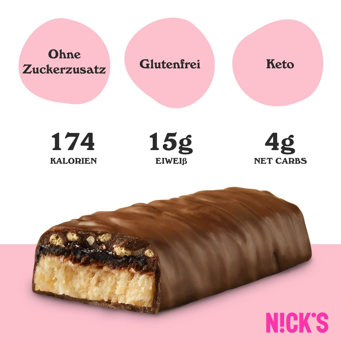 Nicks Protein Bar Mix, Keto Protein Bars Low Carb Snacks uden tilsat sukker, glutenfri | 15 g protein med kollagen (9 proteinstænger x 50g)