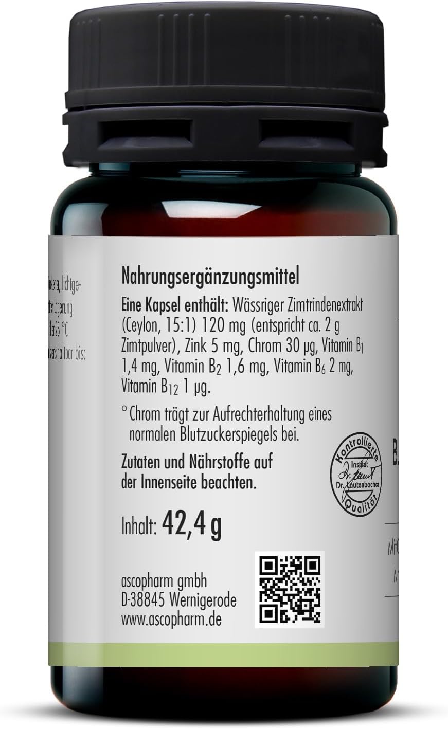 Cápsulas de azúcar en la sangre de Sovita | Con extracto de corteza de canela | Suplemento dietético | 120 cápsulas