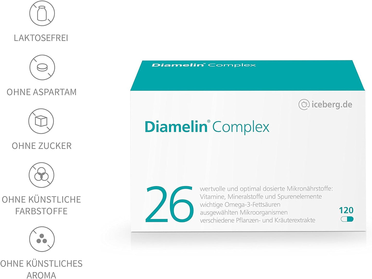 Diamelin Complex - dietary supplement for a normal blood sugar level with chromium also suitable for diabetics - 26 vitamins and micronutrients such as OPC, cinnamon, ginger, important intestinal bacteria