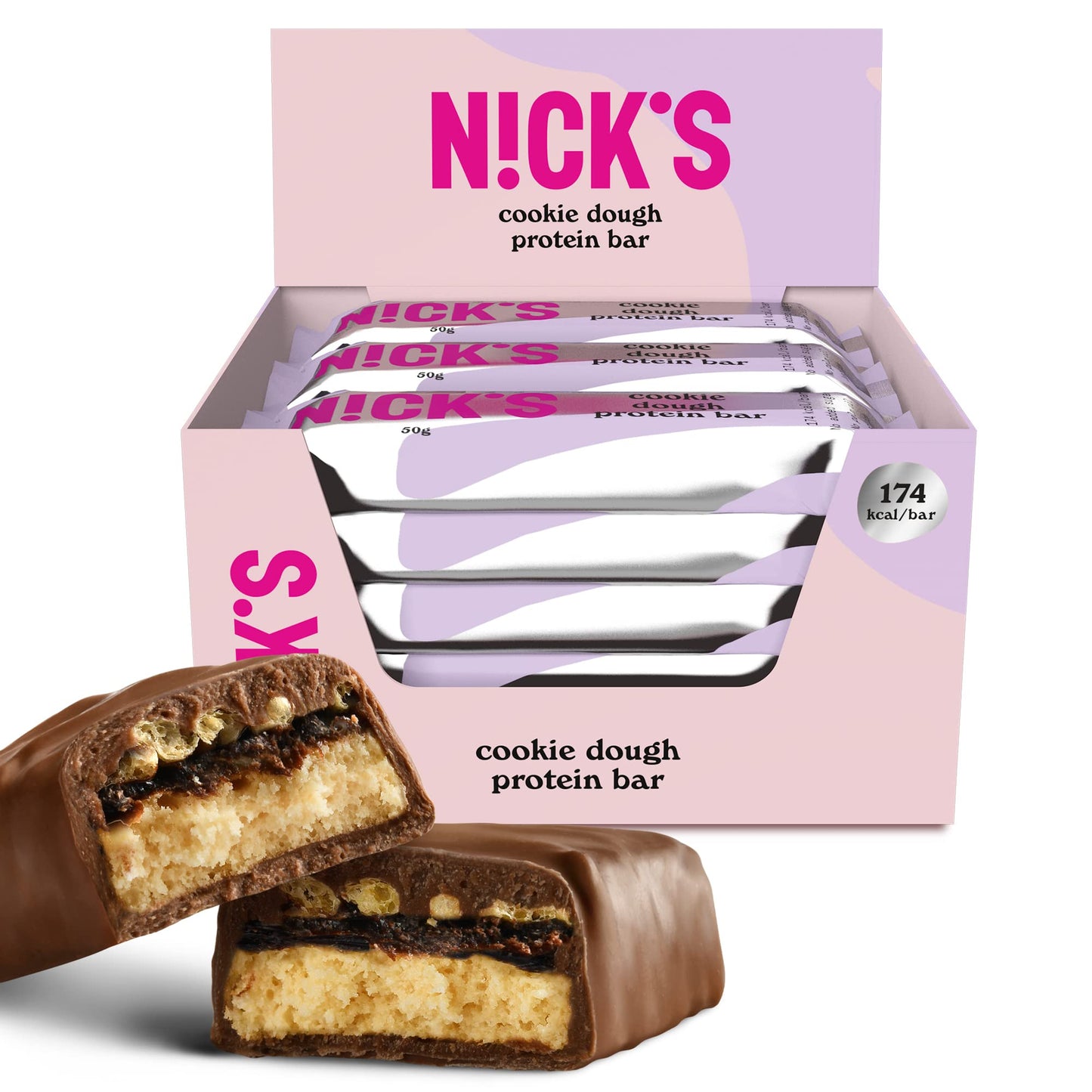 Nicks Protein Bar Mix, Keto Protein Bars Low Carb Snacks uden tilsat sukker, glutenfri | 15 g protein med kollagen (9 proteinstænger x 50g)