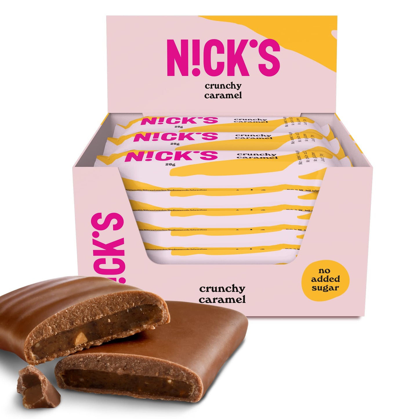 Nicks Keto Bar Peanuts N Fudge, snack al caramello di cioccolato, 175 calorie, 3,9 carboidrati netti, senza zucchero aggiunto, senza glutine, dolci a basso contenuto di carboidrati (15x40g)