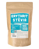 Erythritol + Stevia naturligt sockerersättning utan kalorier 1: 1 Sötma jämfört med socker, ingen smak av sitt eget, hälsosamma alternativ för matlagning, bakning, sötning (1 kg dopack)