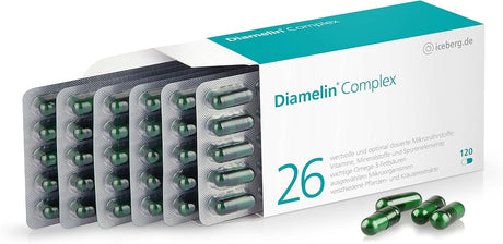 Diamelin Complex - dietary supplement for a normal blood sugar level with chromium also suitable for diabetics - 26 vitamins and micronutrients such as OPC, cinnamon, ginger, important intestinal bacteria