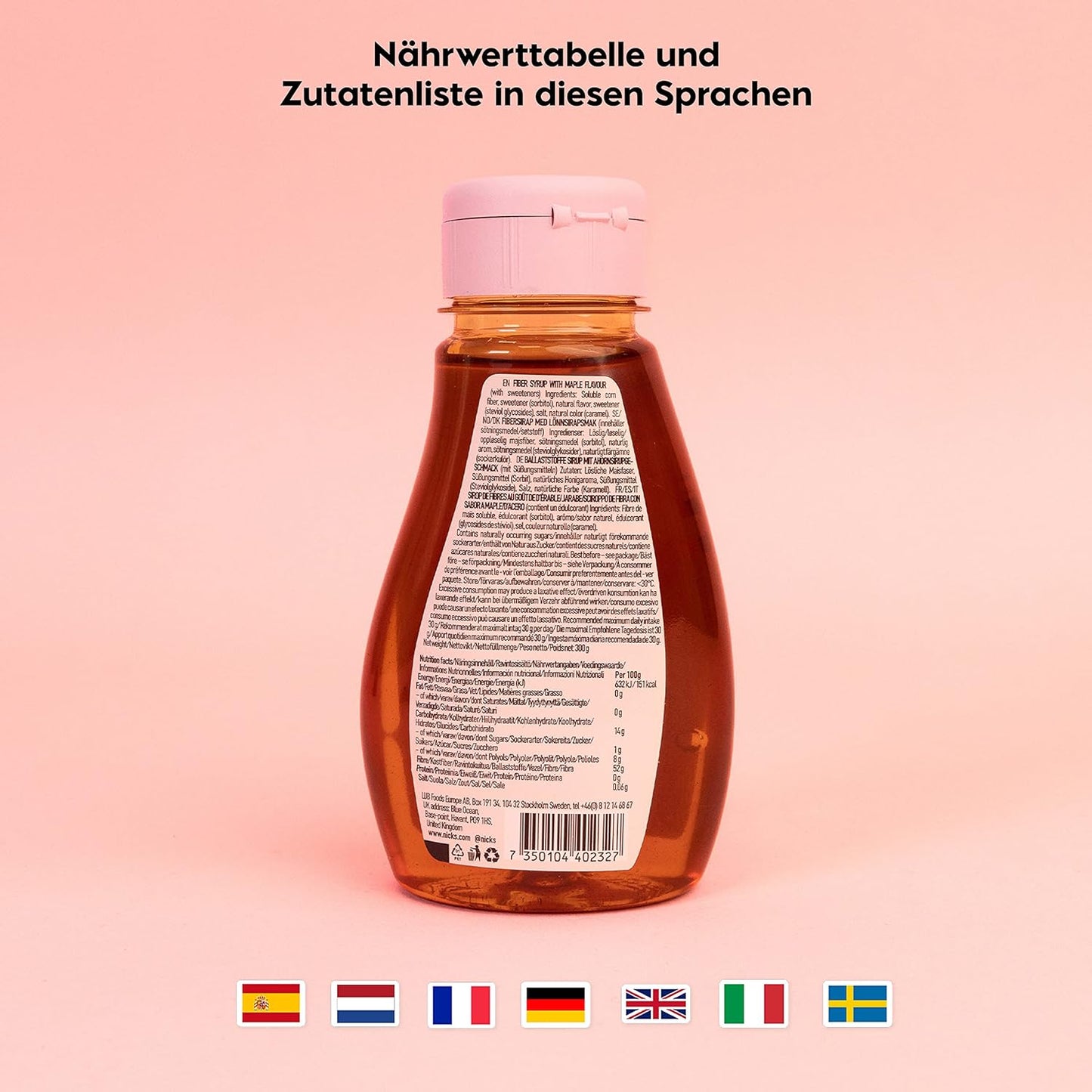 Nicks Fasersirup mit Ahorngeschmack, Ahornsirup, natürlicher Keto -Süßstoff mit hoher Faser ohne Zucker, glutenfreier, veganer Zuckerersatz mit niedrigem Kohlenhydrat (300 g)