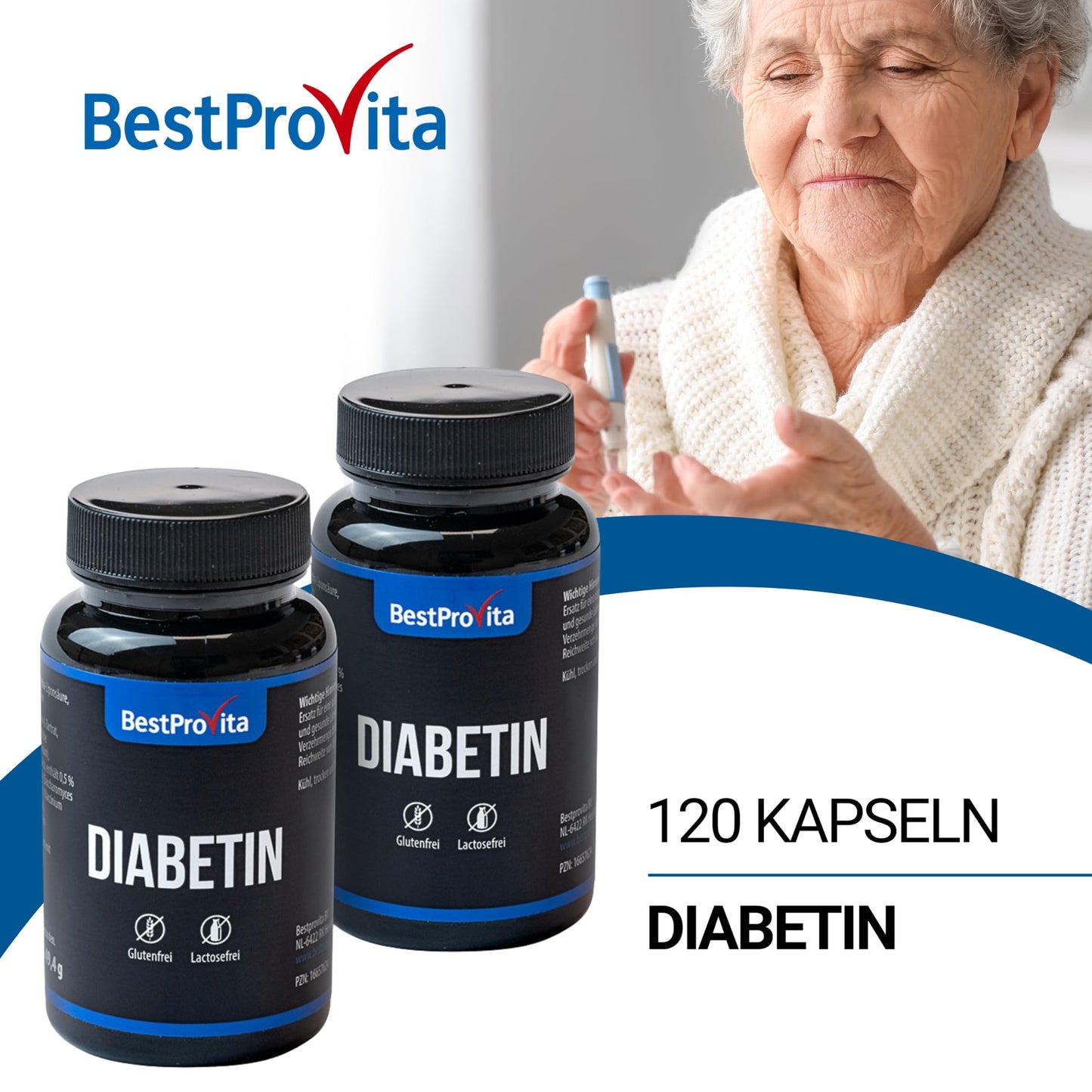 BestProvita -Diabetinkapseln (3 x 60 Diabetinkapseln) - natürliche Multivitamin -Stütze für Typ -2 -Diabetes, Blutzuckerabsenkung und Diabetes -Vitamine