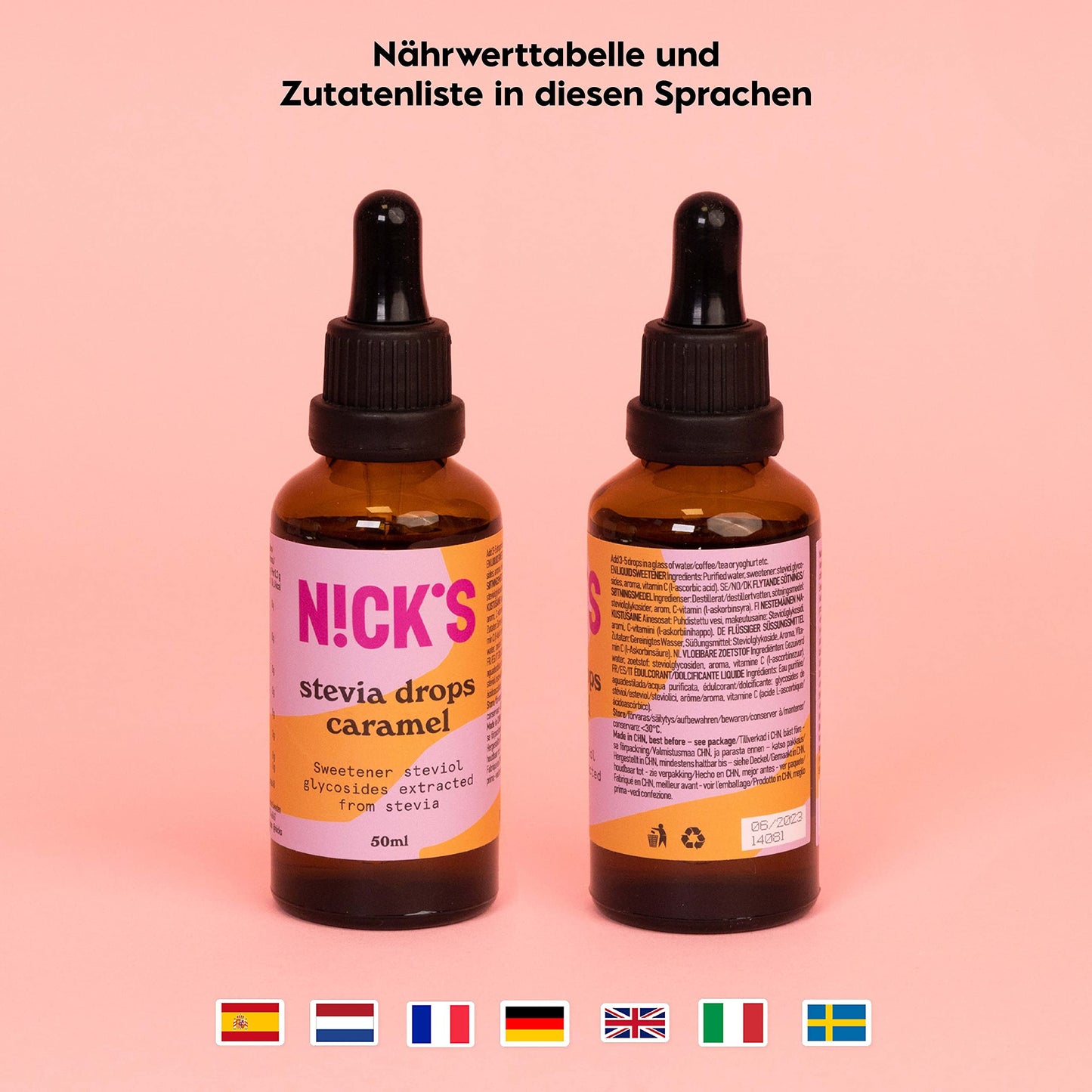 Nicks Stevia Liquid Coakies & Cream Flavor Drops (50 ml) Keto Sockerfritt bords sötningsmedel utan kalorier, lågkolhydrat sockerersättning, sötningsmedel, flytande sötningsmedel, alternativ till socker, sötningsmedel med pipett