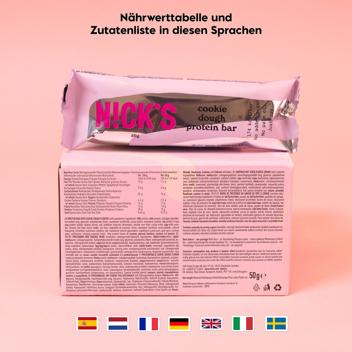 Nicks protein bar mix, keto protein bars låga kolhydrat snacks utan tillsatt socker, glutenfri | 15g protein med kollagen (9 proteinstänger x 50 g)