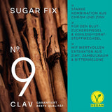 CLAV® N°9 SUGAR FIX – Zimtkapseln mit 400 mg Zimtextrakt, 40 μg Chrom & 10 mg Zink pro Tagesdosis plus Beta-Glucan, Jambulbaum und Bittermelone – Blutzuckerausgleich – 60 Kapseln – vegan