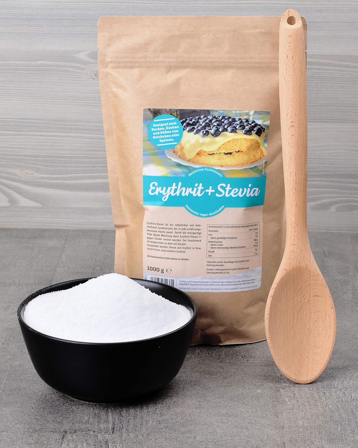 Eritritolo + Stevia Natural Sugar Sostituto senza calorie 1: 1 dolcezza rispetto allo zucchero, nessun sapore proprio, alternativa salutare per cucinare, cottura, addolcimento (1 kg Doypack)