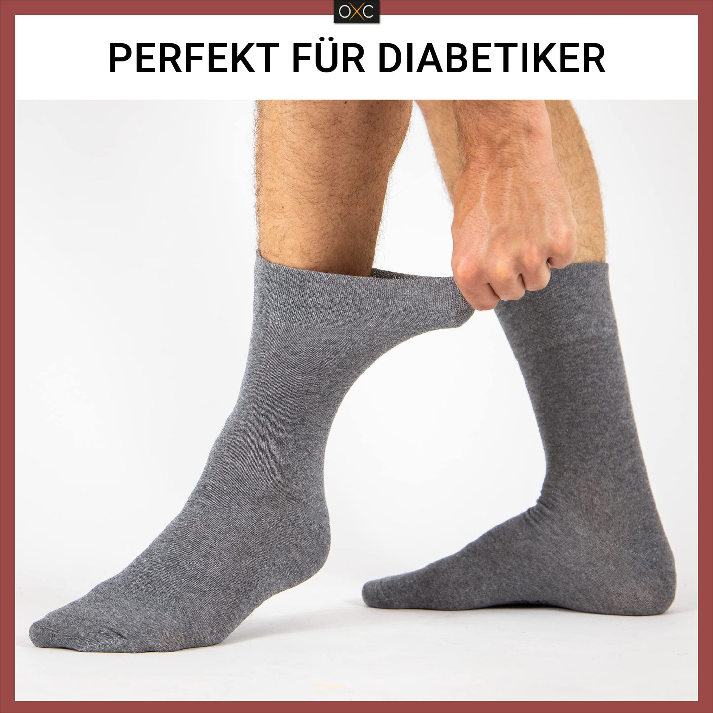 Occulto 10 pairs of seamless diabetic socks for men without elastic waistband made of cotton