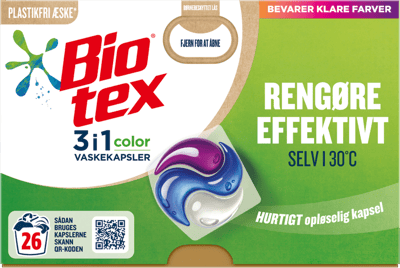 Biotex vaskeekapsler 3-i-1 farve 26x19 ml