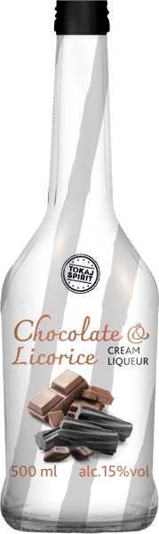 Licor de crema con sabor a chocolate y regaliz 15% 05L