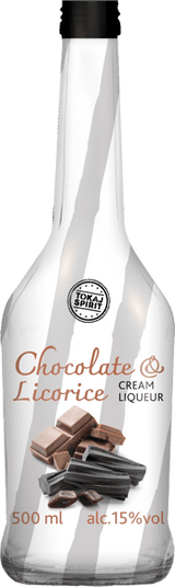 Licor de crema con sabor a chocolate y regaliz 15% 05L