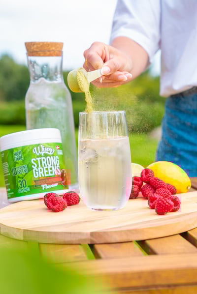 Sprø greener solfylte bringebær 300 g
