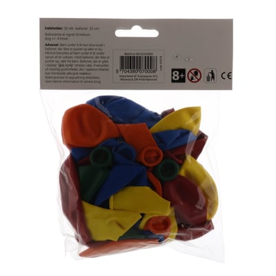 Ballon multifarvet 23 cm 30 stk