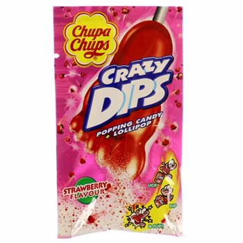 Chupa chups locos salpicados con sabor a fresa 14 g.