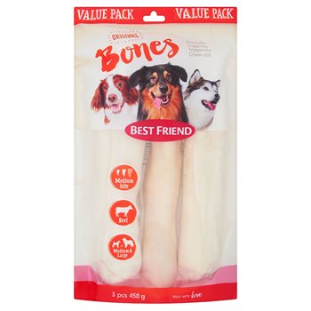 Bester Freund Bones Bigbite Kau-Roll White 28 cm, 3-Pack